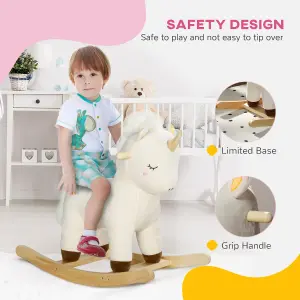 AIYAPLAY Rocking Horse with Unicorn Design, Sound, for 2-4 Years Old, White