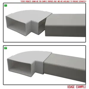 Kair 90 Degree Horizontal Elbow Bend 110mm x 54mm - 4 x 2 inch Rectangular Plastic Ducting Adaptor