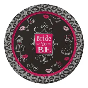 Creative Party Bridal Bash Dinner Plate (Pack of 8) Pink/Grey/Black (One Size)