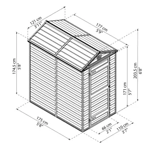 Palram - Canopia Skylight 6x4 ft Apex Dark grey Plastic Shed with floor