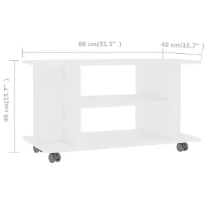 Berkfield TV Cabinet with Castors White 80x40x40 cm Engineered Wood