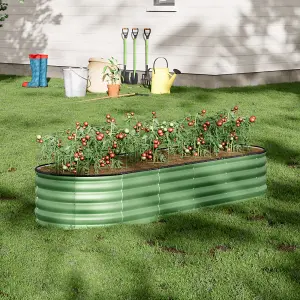 Light Green Oval Garden Three-grid Metal Raised Bed Galvanized Raised Planter Box Outdoor Raised Garden Bed Kit