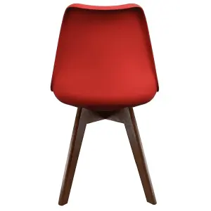 Soho Red Plastic Dining Chair with Squared Dark Wood Legs