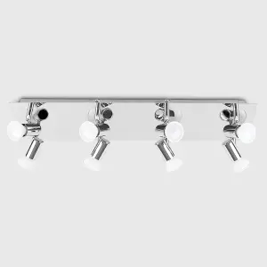 ValueLights Consul Modern Rectangular Chrome Plate 8 Way Adjustable GU10 Ceiling Spotlight