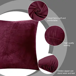 Nayelee Square Throw Pillow Cover (Set of 4) Dark Red