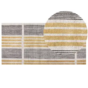 Cotton Area Rug 80 x 150 cm Yellow and Black KATRA