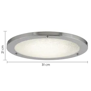 LED Bathroom Ceiling Light, Chrome Finish with Glass Shade, 18 Watts, 1490 Lumens, Natural White (4000K) Water Resistant IP44