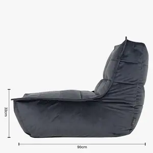 icon Dolce Lounger Bean Bag Charcoal Grey Velvet Bean Bag Chair