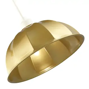 Modern Satin Gold Pendant Lighting Shade with Domed Shape and Outer Trim Lip