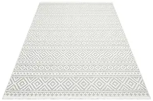 Grey Outdoor Rug, Geometric Stain-Resistant Rug For Patio Decks, 3mm Modern Outdoor Luxurious Area Rug- 160cm X 220cm