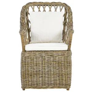 Set of 2 Garden Chairs with Cushions MAROS Rattan Natural