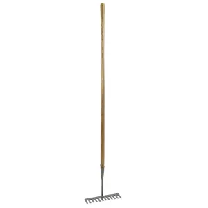 JCB 12 Teeth Heritage Garden Rake, Heavy-duty Carbon Steel and Ash Wood Shaft JCBHGR01