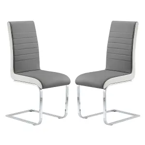 Symphony Grey And White Faux Leather Dining Chairs In Pair