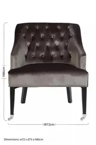 Interiors By Premier Classic Grey Velvet Chair, Mid Century Design Comfortable Armchair, Velvet Upholstered Modern Armchair