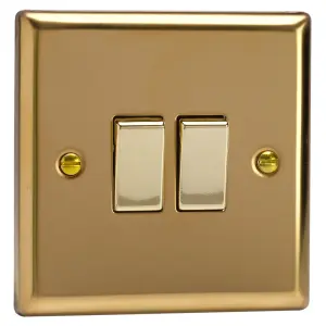 Varilight 2-Gang 10A 1- or 2-Way Rocker Switch Polished Brass