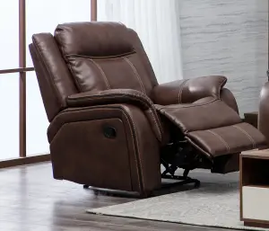 New Hampshire Tan Brown 3 Piece Sofa Suite Reclining Armchairs Leatherair Leather 3 + 1 + 1