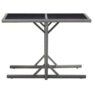 Berkfield Garden Table Anthracite 110x53x72 cm Glass and Poly Rattan