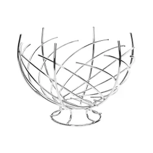 Interiors by Premier Nest Shape Chrome Fruit Basket, Modern and Eye-Catching Fruit and Vegetable Basket, Exotic Fruit Basket