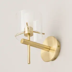 Litecraft Lincoln Brass 1 Lamp Glass Wall Light