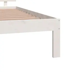 Berkfield Bed Frame White Solid Wood 120x190 cm Small Double