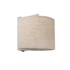 Luminosa Sahara 1 Light Indoor Wall Light Chrome, with Beige Shade, E27