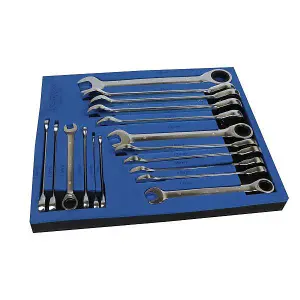 US PRO Tools 17pc 8mm-24mm Metric Gear Ratchet Wrench Spanner Set Eva Foam Tray 3566