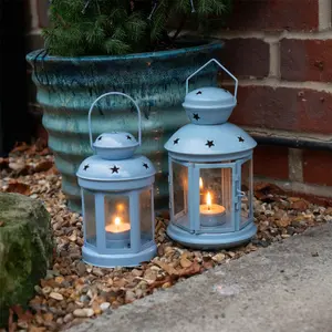 Nicola Spring - Metal Hanging Tealight Lanterns - 2 Sizes - Pack of 2