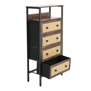 Rattan Storage Cabinet with 4 Drawers and Shelf