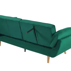 Beliani Retro Sofa Bed ASBY Green Velvet