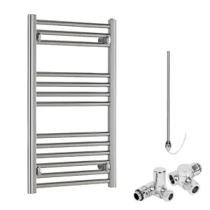 Bray Dual Fuel Heated Towel Rail, Straight, Chrome - W400 x H800 mm