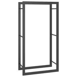 Berkfield Firewood Rack Matt Black 50x28x94 cm Steel