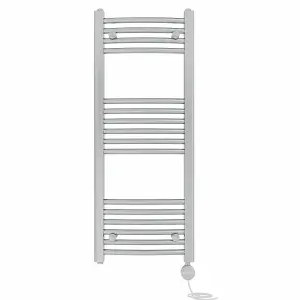 Right Radiators Prefilled Thermostatic Electric Heated Towel Rail Curved Ladder Warmer Rads - Chrome 1000x400 mm