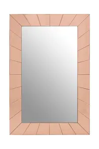 Interiors by Premier Reflective Rose Gold Finish Earl Wall Mirror, Rectangular Decorative Mirror, Metallic Indoor Accent Mirror