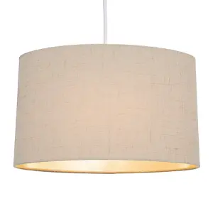 Contemporary and Sleek Taupe Stitched Effect Linen Fabric Oval Lamp Shade