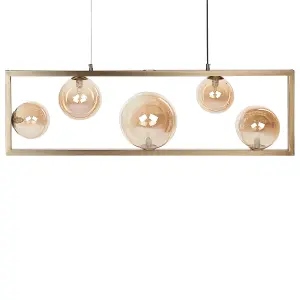 Metal 5 Light Pendant Lamp Brass GEEHI