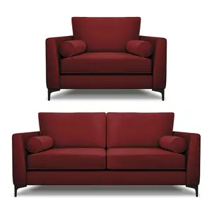 Modern Home Zara 3 Seater and Lovechair Set Oxblood