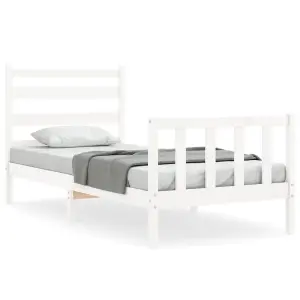 Berkfield Bed Frame with Headboard White 100x200 cm Solid Wood