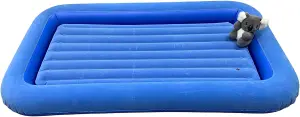 Vanilla Leisure Children's Inflatable Portable Air Bed Blue Flocked with Raised Sides