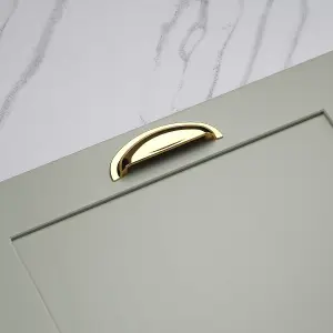 Bright Brass Cup Cabinet Handle 96mm Centres