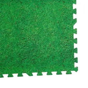 Grass Effect Interlocking Eva Foam Mats Soft Floor Tiles Fitness Yoga Kid Play 60 x 60cm (16 SQ.FT) pack of 4 mats