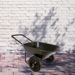 Garden WHEELBARROW 150kg Heavy Duty 85Ltr Toughened Plastic Barrow Tray Yard Equine with 2 Wheels & All Terrain Pneumatic Tyres