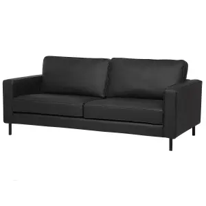 3 Seater Leather Sofa Black SAVALEN