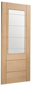 Palermo 2XG Internal Oak Door with Clear Etched Glass  - 1981 x 686 x 35mm (27")