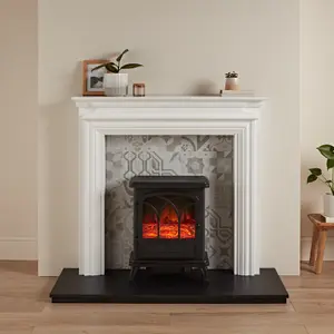 Focal Point Regent White & black MDF Artisian Fireplace surround set