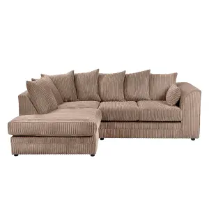 Lennox Jumbo Cord Corner Sofa Left hand facing Chaise Coffee