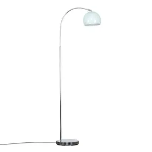 Derosier 152cm Arched Floor Lamp Chrome / Pale Blue