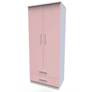 Harrow 2 Door 2 Drawer Wardrobe in Kobe Pink & White (Ready Assembled)