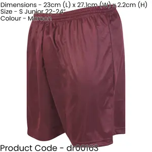 S - MAROON Junior Sports Micro Stripe Training Shorts Bottoms - Unisex Football