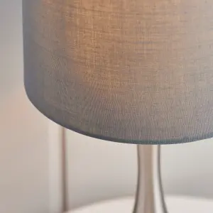 Anson Lighting Leahurst Table light finished in Satin nickel plate and grey fabric