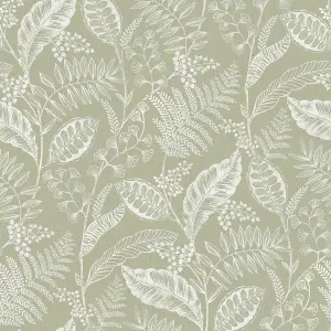 Fresco Artisan Leaf Sage Wallpaper